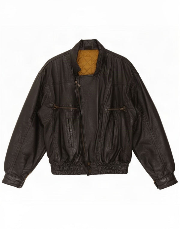 Vintage Veste de motard en cuir pour homme UK 40 Large Noir