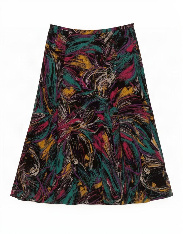 jupe plissée à motif abstrait vintage pour femmes IT 46 Large W28 multicolore