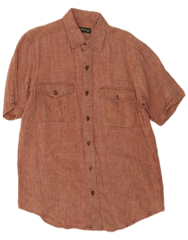 Orvis Chemise à Manches Courtes Homme Lin Rouge Moyen