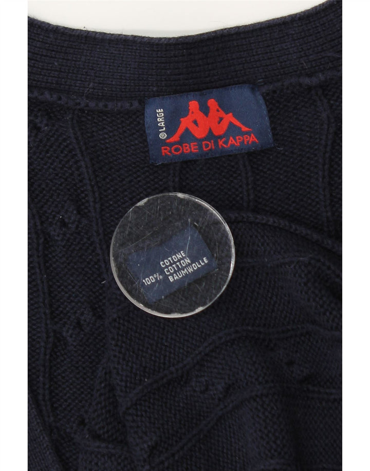 Kappa Cardigan Homme Pull Large Bleu Marine Coton