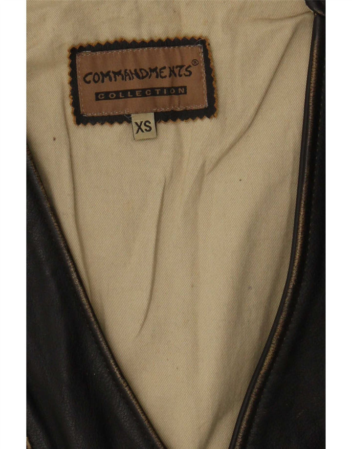 gilet en cuir homme vintage XS Noir
