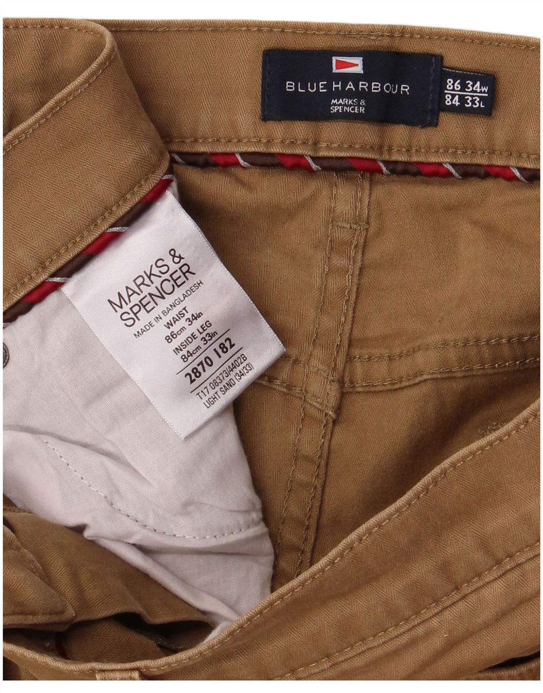 MARKS & SPENCER Pantalon Casual Blue Harbor Homme W34 L33 Marron