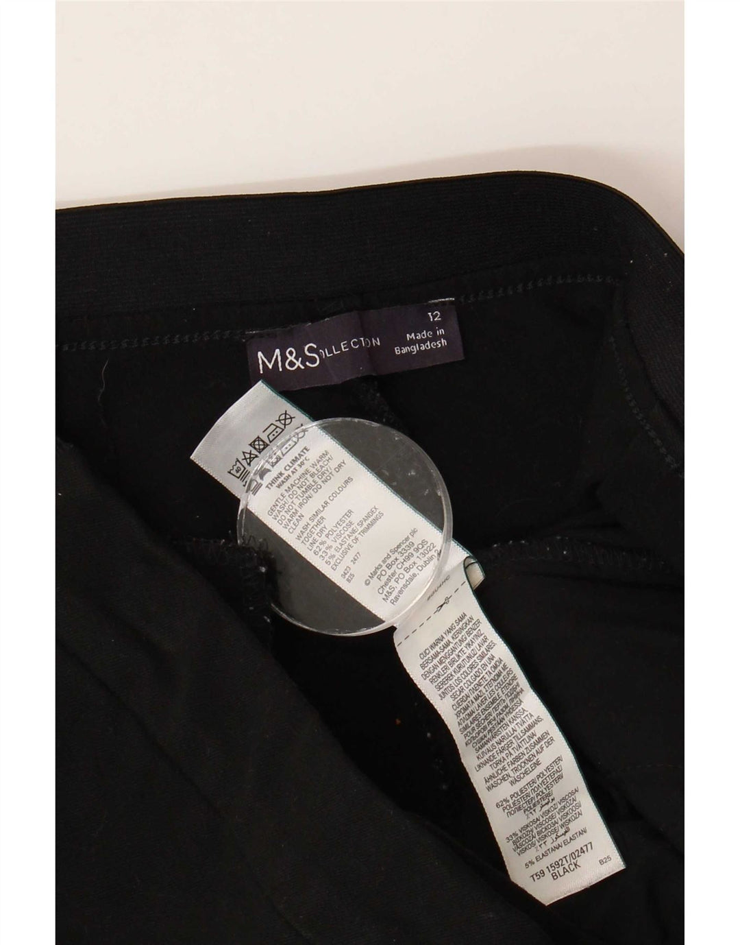 Marks & Spencer Pantalon de costume slim pour femme UK 12 Medium W32 L25 Noir