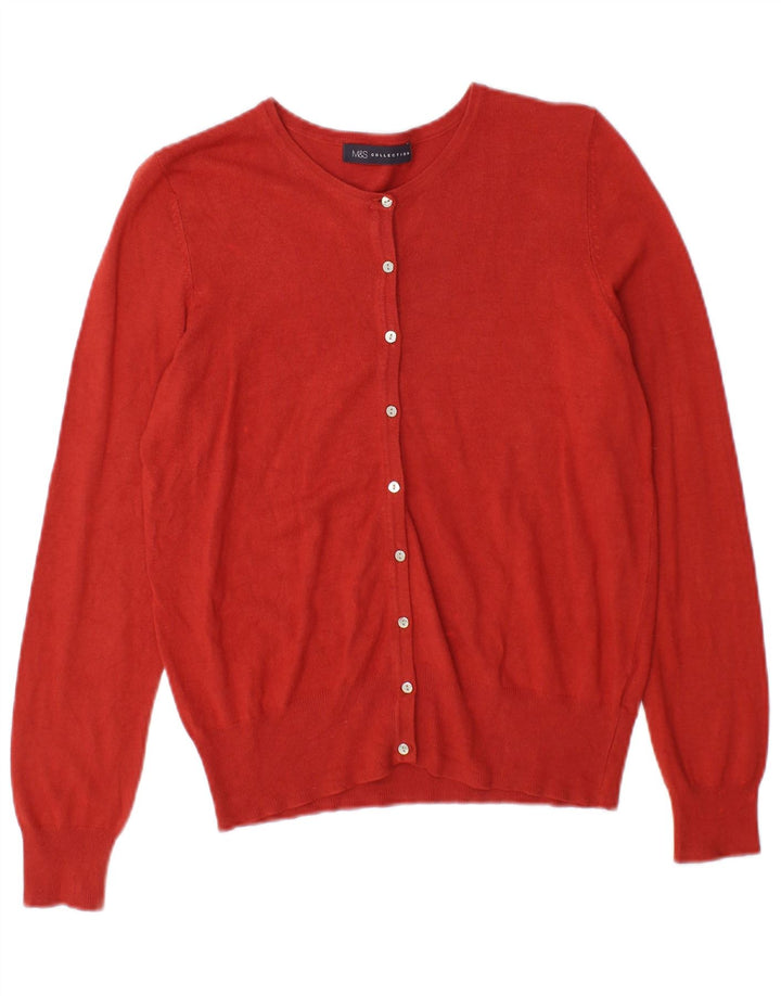 Marks & Spencer Pull Cardigan Femme UK 12 Viscose Rouge Moyen