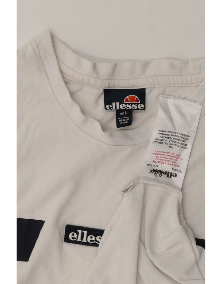 ELLESSE T-Shirt Homme Haut Large Blanc Colourblock Coton
