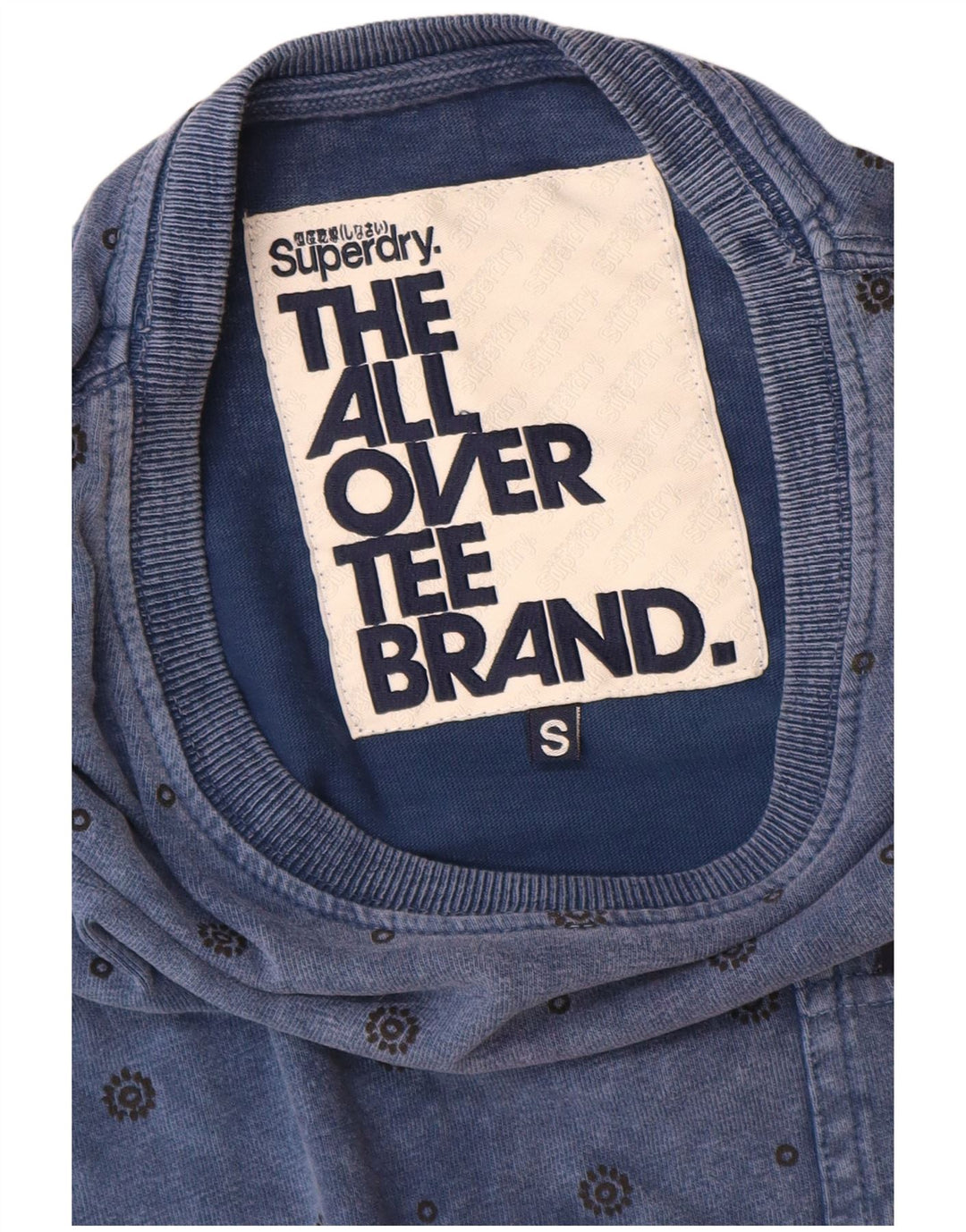 Superdry Homme T-Shirt Top Petit Bleu Spotted Cotton
