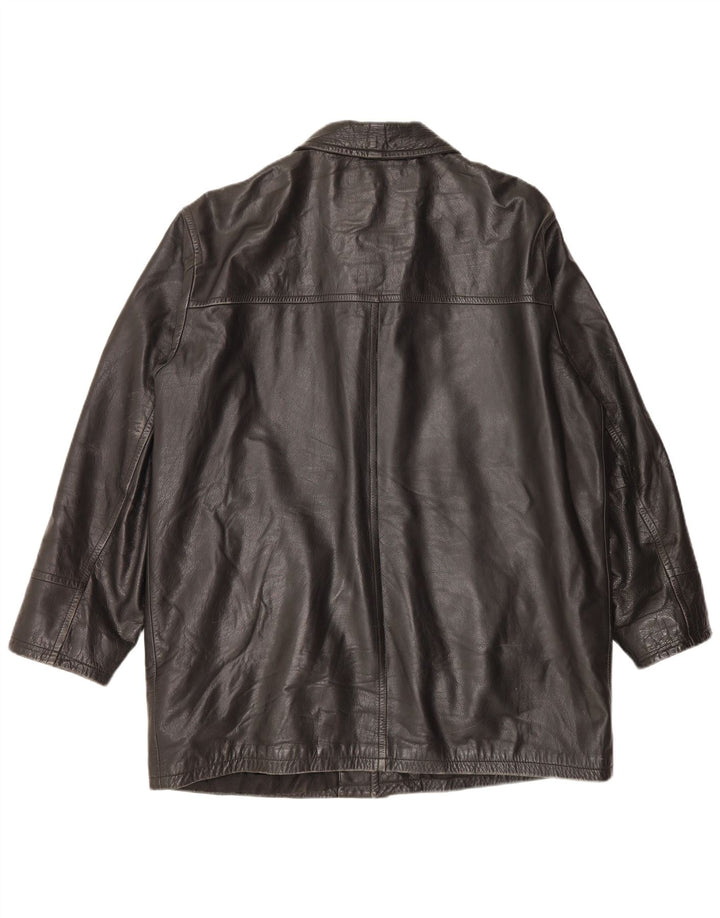 veste en cuir homme vintage UK 44 2XL Noir
