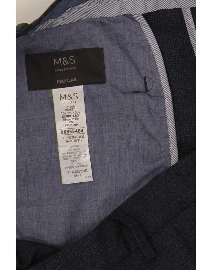 Marks & Spencer Pantalon de costume droit pour homme W40 L31 Bleu marine