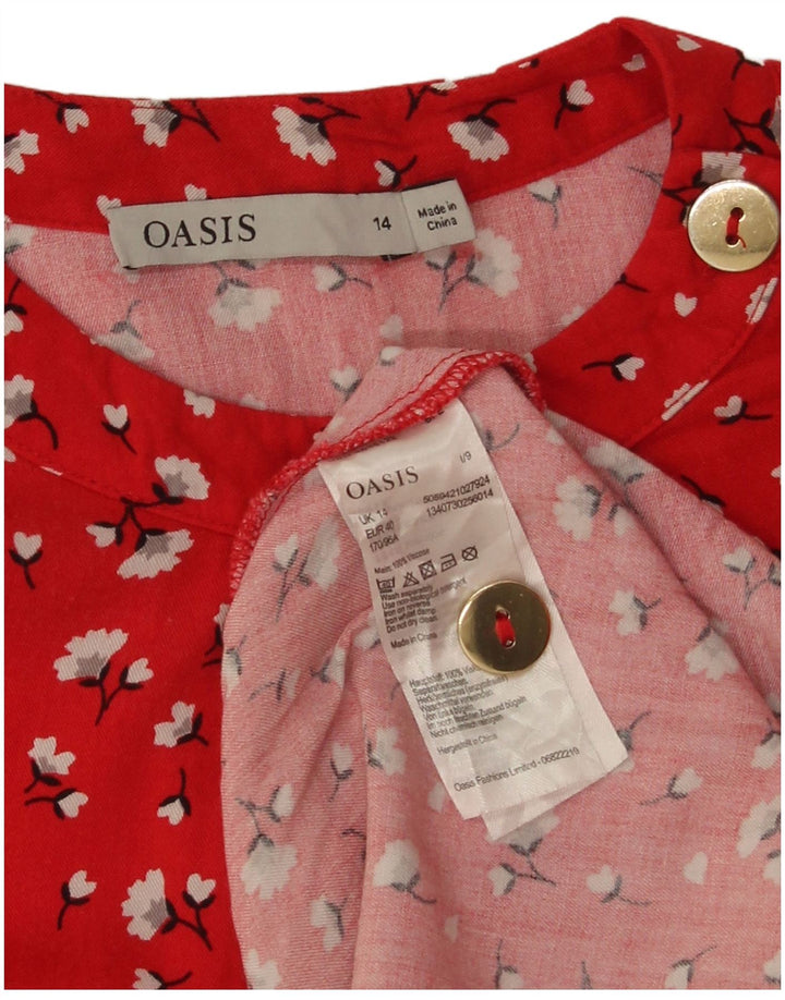Oasis Robe trapèze pour femme UK 44 en viscose florale rouge moyen