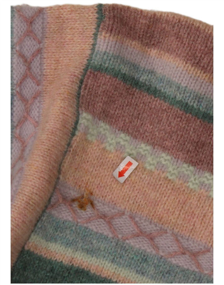 BENETTON Pull ras du cou pour femme UK 16 Grandes rayures multicolores