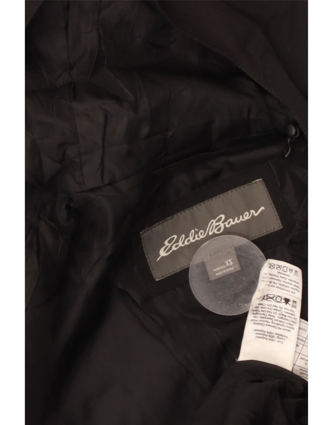 Eddie Bauer Manteau coupe-vent à capuche pour femme UK 6 XS Noir Polyester