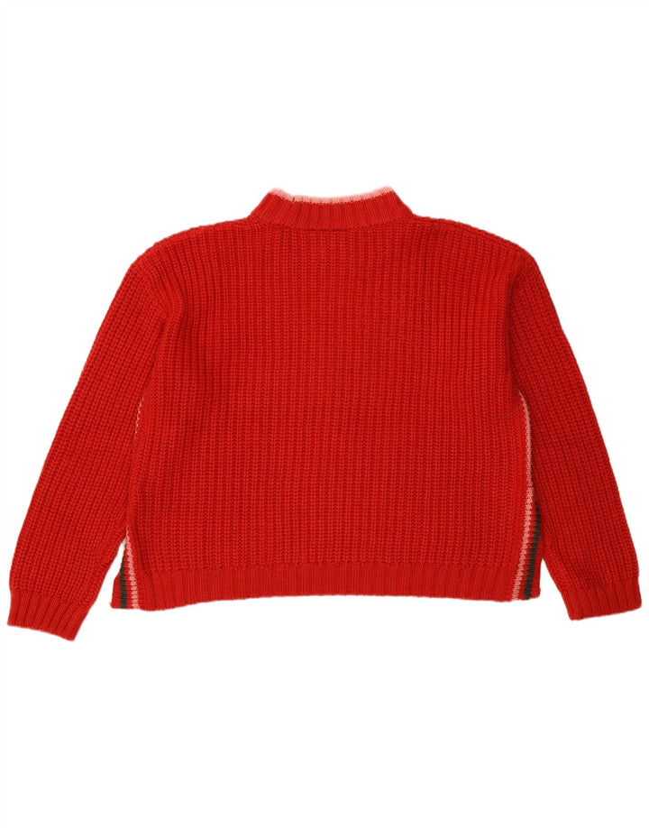 Ellesse Pull court surdimensionné à col roulé pour femme UK 10 Petit Rouge
