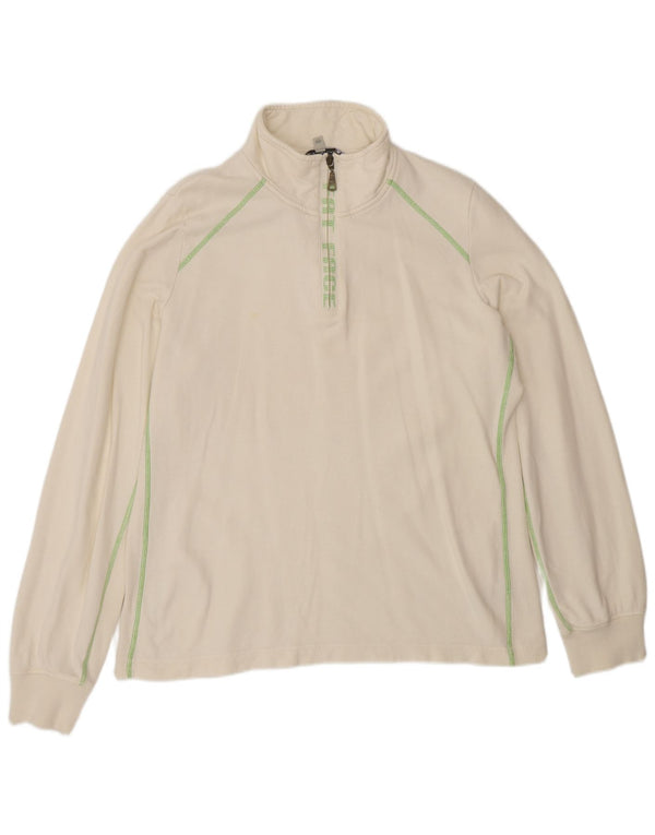 Fat Face Sweat-shirt graphique à col zippé pour femme UK 18 XL Blanc cassé