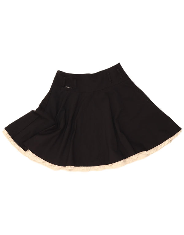 MOSCHINO Jupe trapèze taille haute pour femme UK 12 Medium W28 Noir