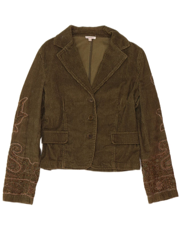P.A.R.O.S.H. Veste Blazer 3 Boutons Femme UK 10 Petit Kaki Paisley