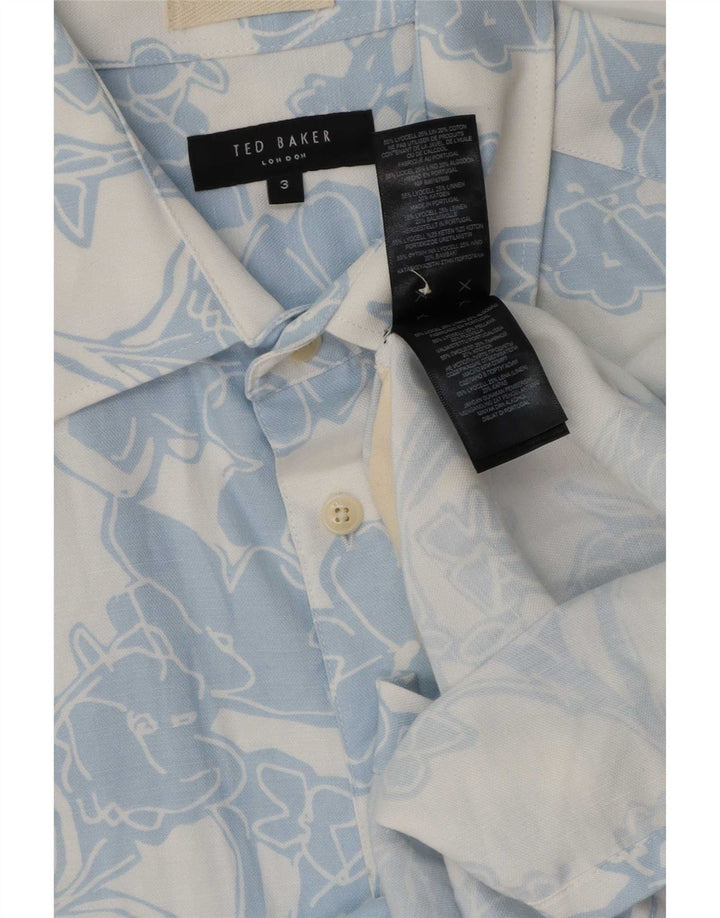 Ted Baker Chemise à manches courtes pour homme Taille 3 Bleu moyen Floral Lyocell