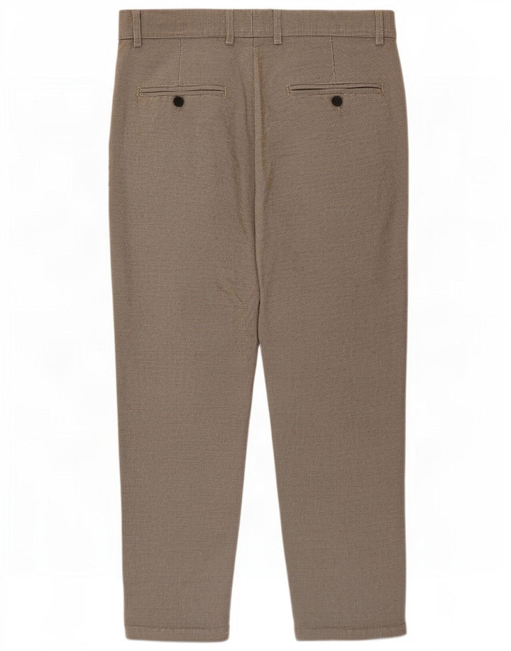 Zara Pantalon Chino Court Homme Moyen W31 L24 Marron Pied De Poule