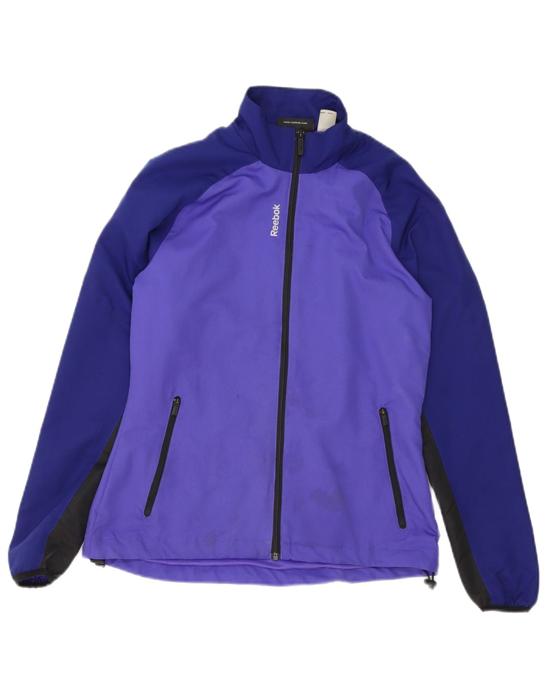 Reebok Veste de survêtement surdimensionnée pour femme UK 10 Small Violet Colourblock