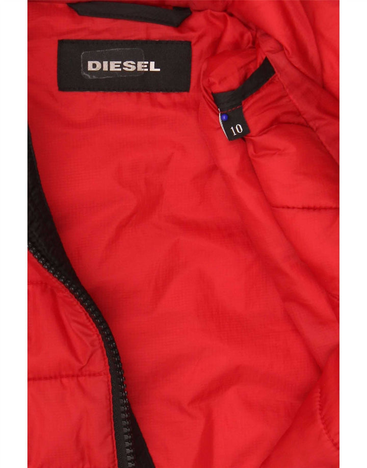 Diesel Veste matelassée à capuche pour garçon 9-10 ans Rouge Colorblock Polyester