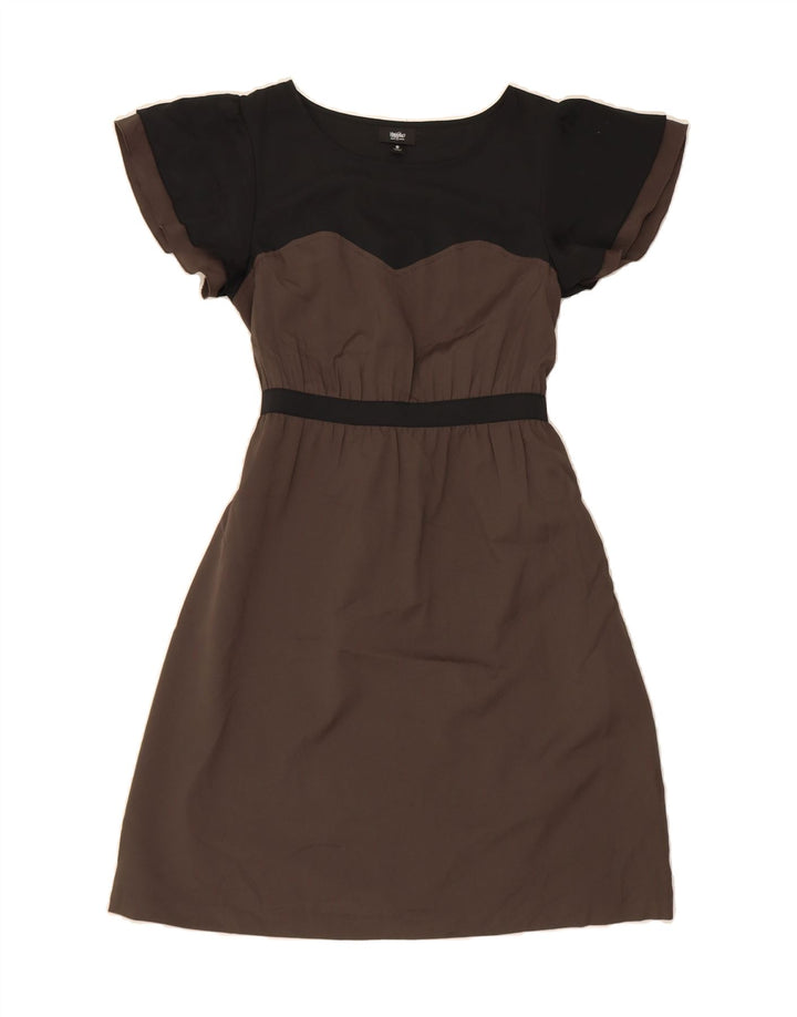 MOSSIMO Womens A-Line Dress UK 10 Small Brown Colourblock Polyester Vintage Mossimo and Second-Hand Mossimo from Messina Hembry 