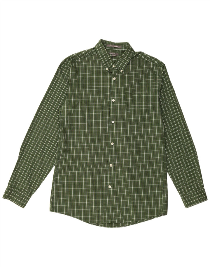 Eddie Bauer Chemise cintrée pour homme en coton à carreaux vert moyen
