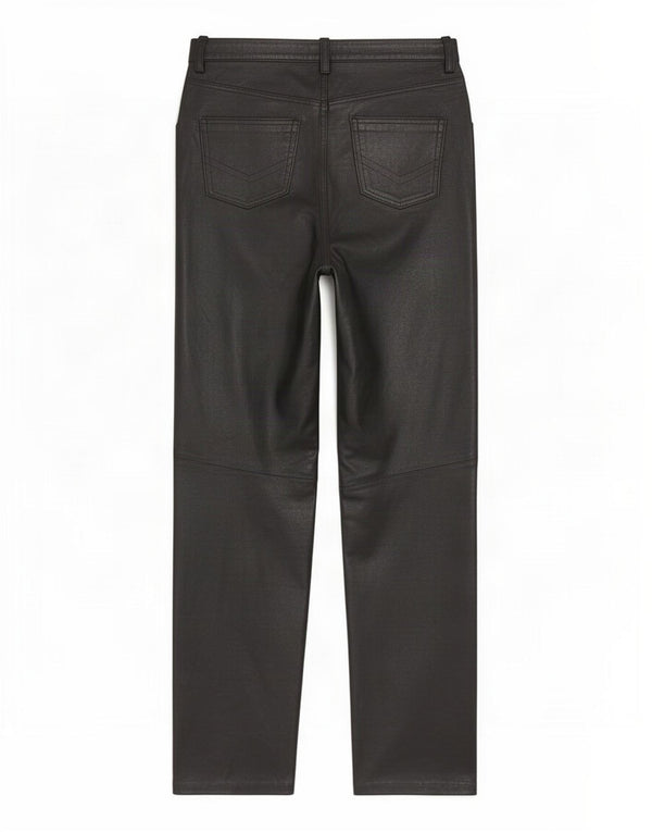 Hyde Pantalon droit en cuir pour femme UK 14 Large W32 L30 Noir