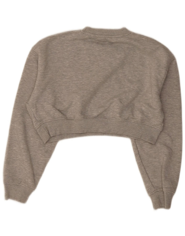 Zara Womens Crop Sweatshirt Jumper UK 14 Gris Moyen Polyester