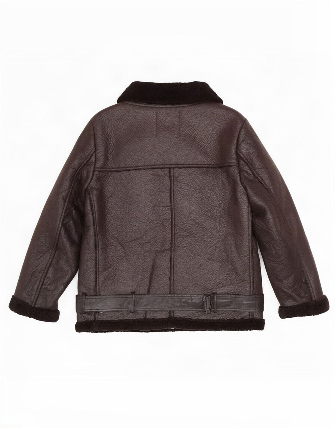 Zara Veste de motard en simili cuir Sherpa pour femme UK 14 Noir moyen Polyester