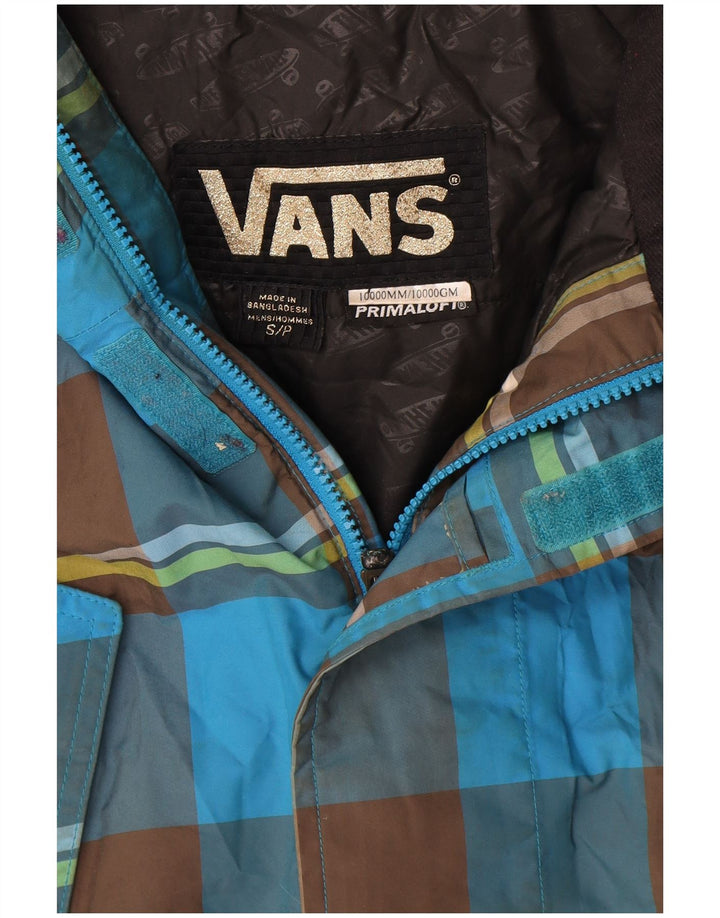 Vans Veste coupe-vent à capuche pour homme UK 36 Petit carreaux bleus Polyester