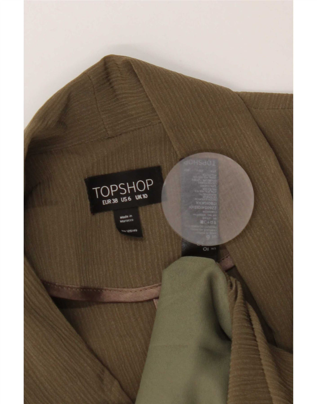 Topshop Veste blazer surdimensionnée à 1 bouton pour femme UK 10 Petites rayures kaki