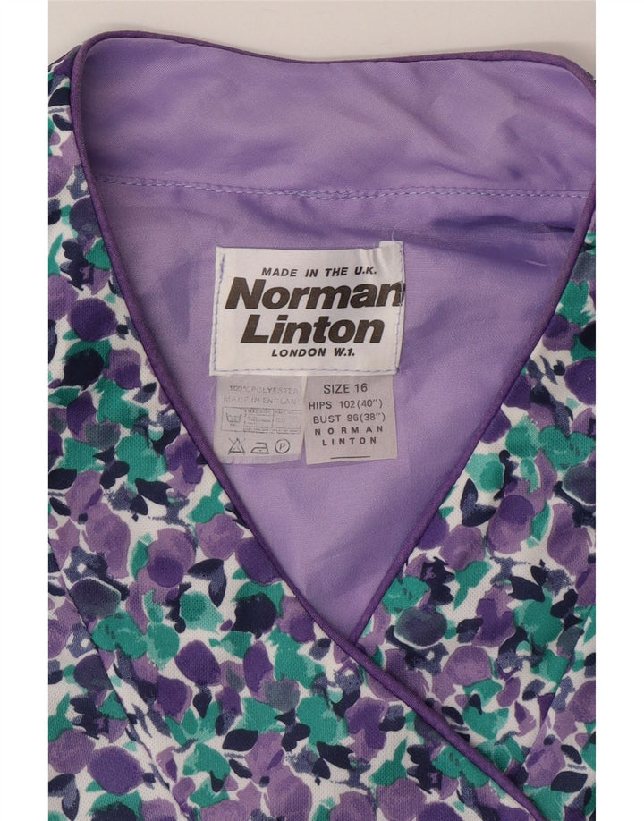 NORMAN LINTON Womens A-Line Dress UK 16 Large  Purple Floral Polyester