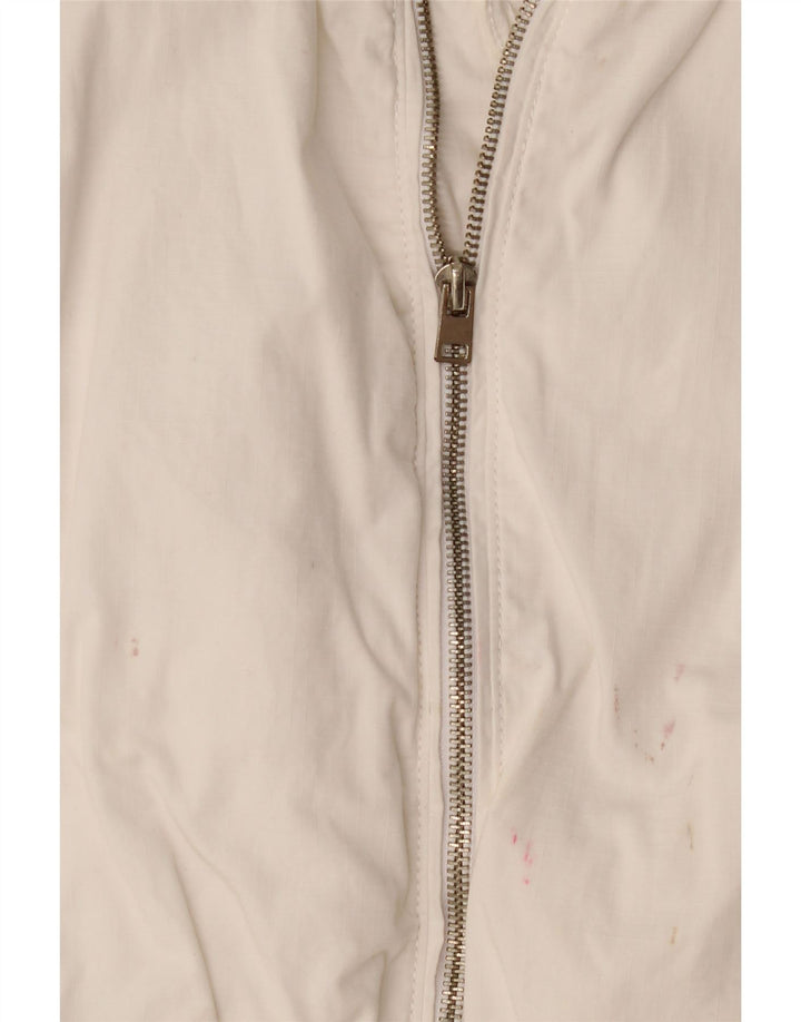 Zara Womens Crop Bomber Jacket UK 16 Grand coton blanc