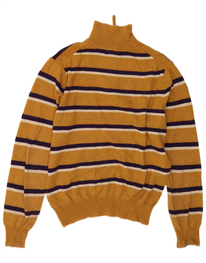 Kappa Pull col zippé pour homme en laine d'agneau à rayures jaunes