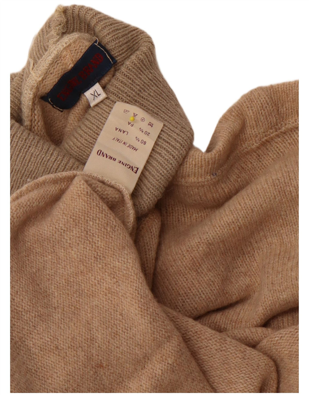 VINTAGE Femmes Oversize Roll Neck Jumper Pull UK 18 XL Beige Laine