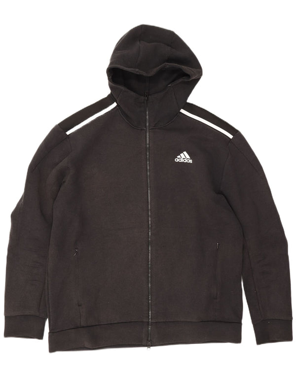 Adidas Pull à capuche zippé pour homme XL en coton color block noir