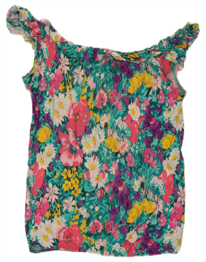 Zara Haut à épaules dénudées pour femme UK 10 Petite viscose florale multicolore