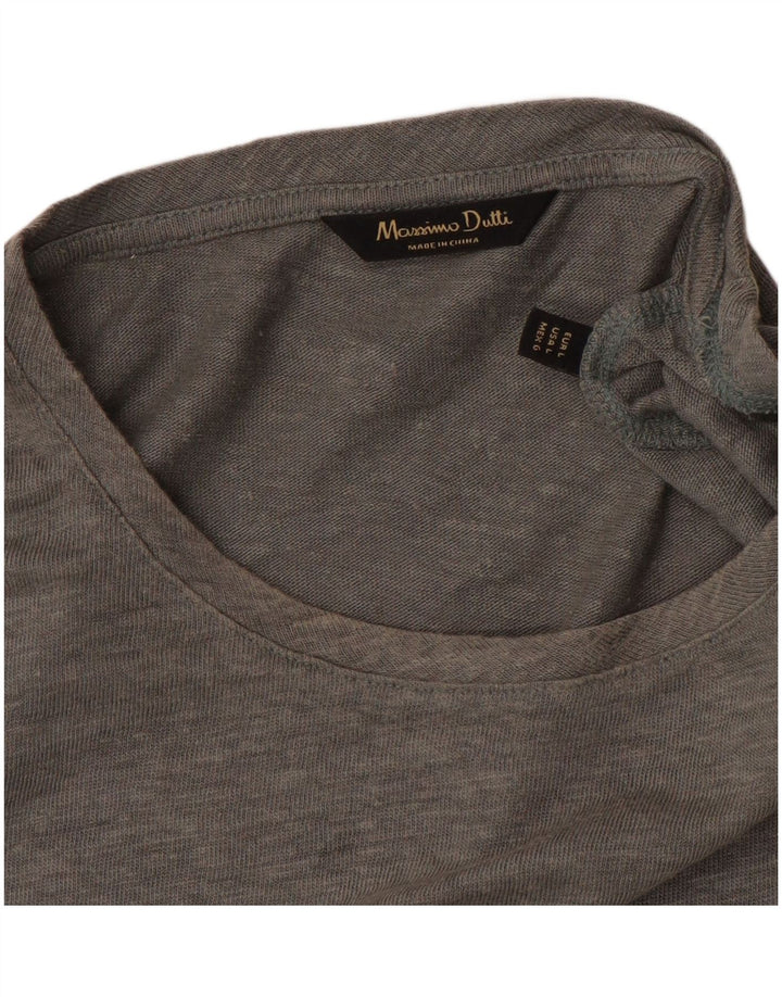 Massimo Dutti T-Shirt Homme Haut Large Gris