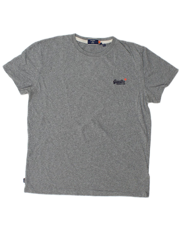 SUPERDRY T-Shirt Femme Top UK 14 Gris Moyen Coton