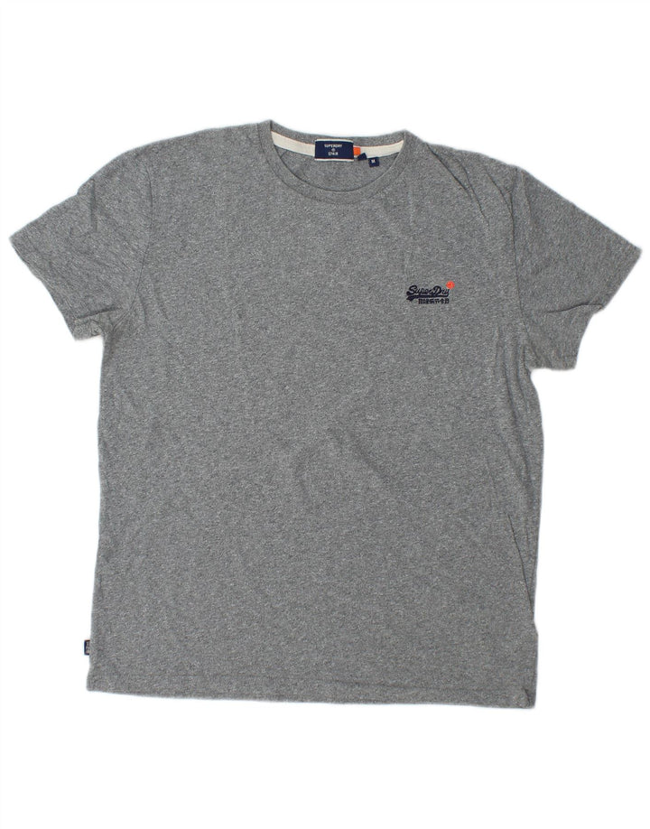 SUPERDRY T-Shirt Femme Top UK 14 Gris Moyen Coton