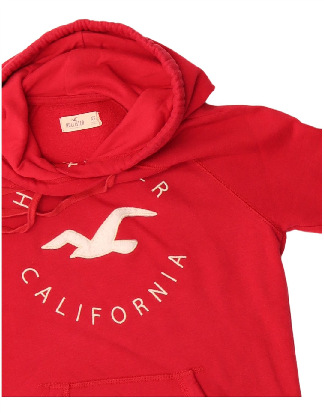 HOLLISTER Pull à capuche graphique pour femme UK 6 XS Rouge Coton