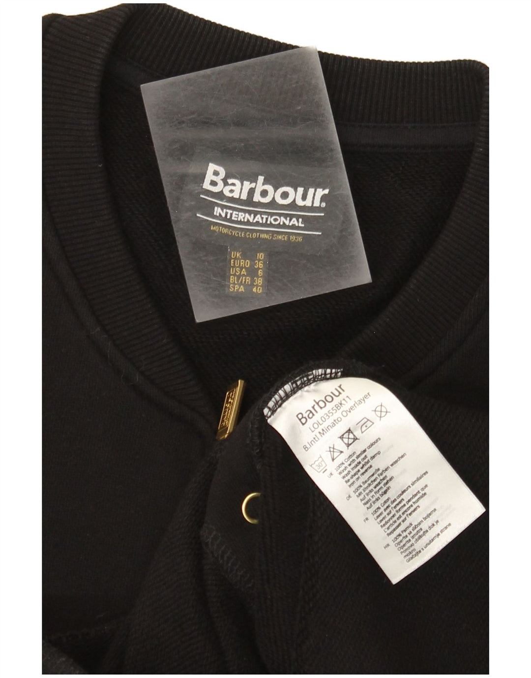 Barbour Veste de survêtement pour femme UK 10 Petit coton noir