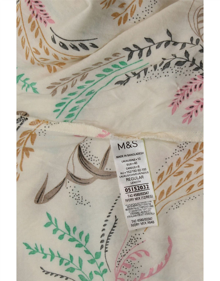 Marks & Spencer Robe d'été pour femme UK 12 Medium Off White Floral Viscose
