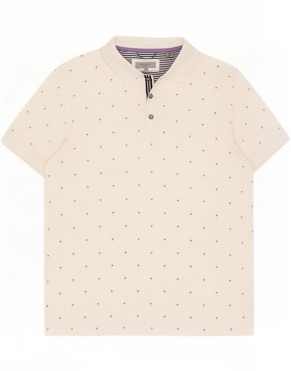 Ted Baker Polo à motif abstrait pour homme Taille 5 XL Coton blanc