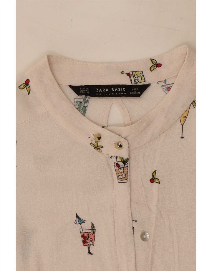 Zara Chemisier à motif abstrait pour femme UK 18 XL Blanc