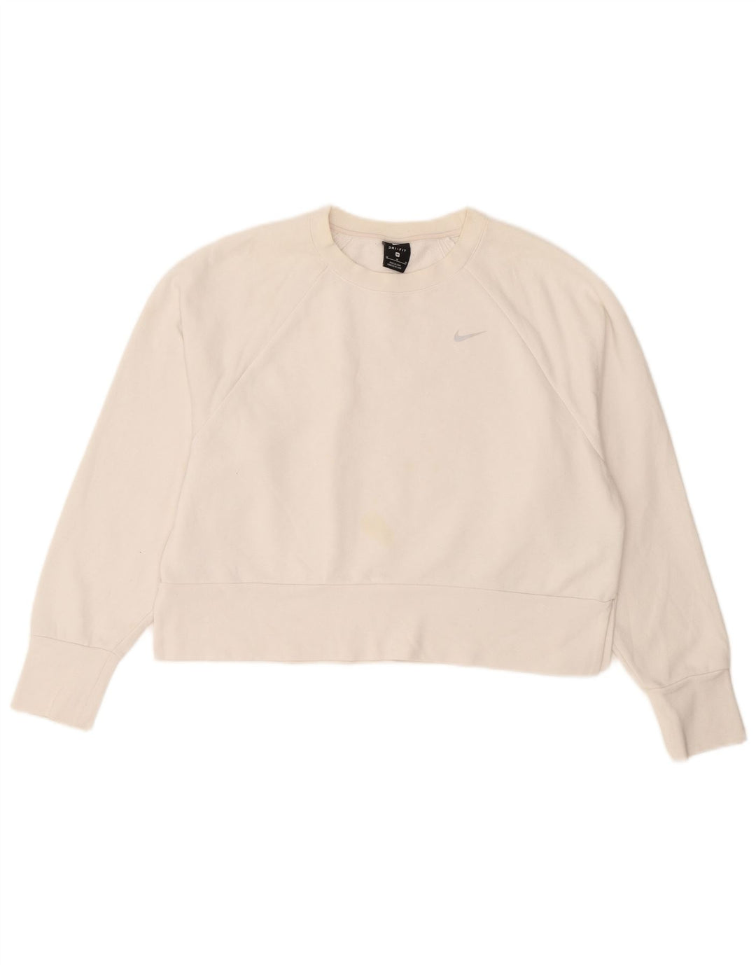 Nike Womens Crop Sweatshirt Jumper UK 14 Moyen Blanc Polyester