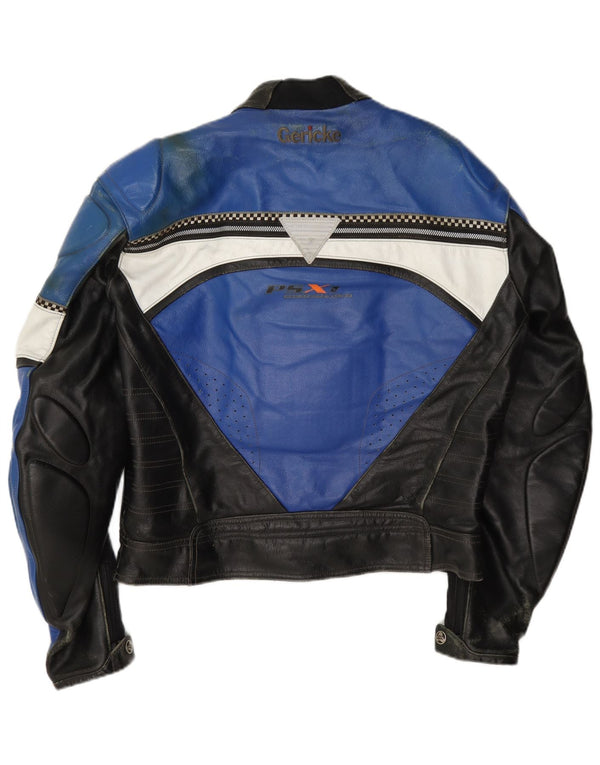 Hein Gericke Veste en cuir Moto Racer pour homme Taille 54 XL Bleu Colorblock