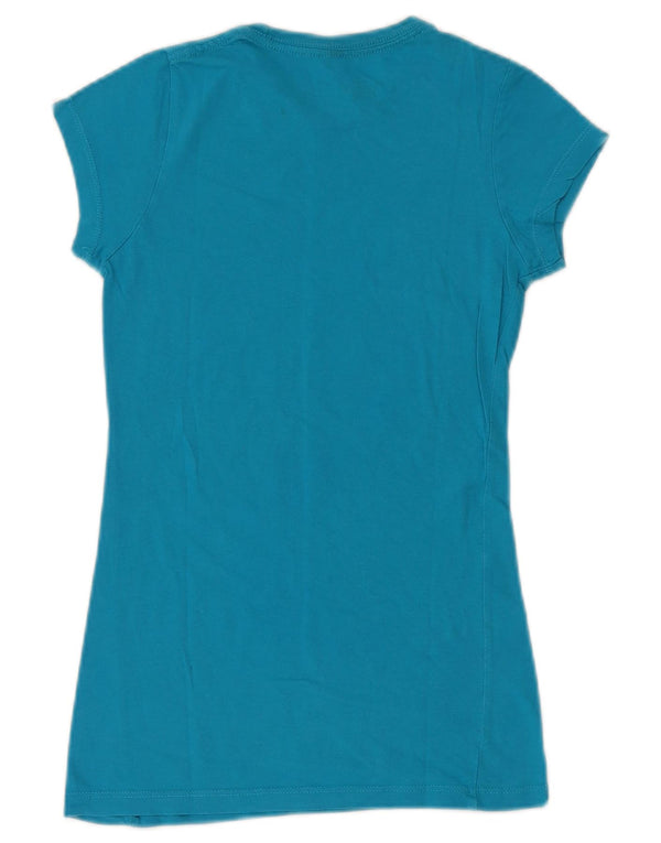 Hard Rock Cafe Femmes Berlin Graphique T-Shirt Top UK 2 2XS Bleu Coton