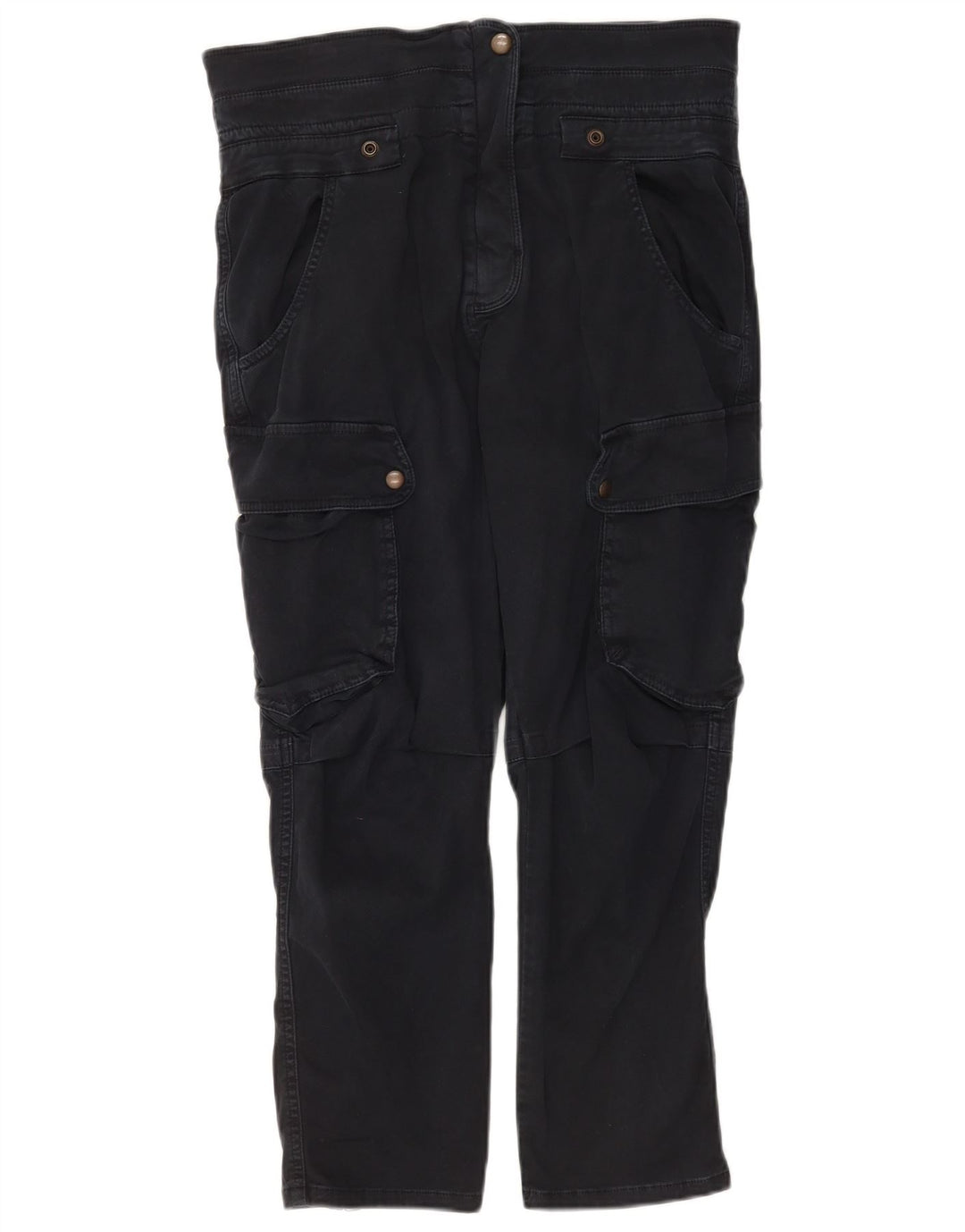 Zara Pantalon cargo court pour femme Medium W28 L25 Bleu marine Coton