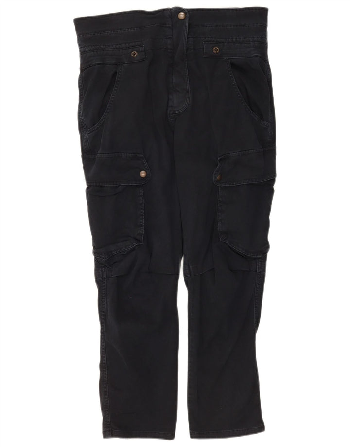 Zara Pantalon cargo court pour femme Medium W28 L25 Bleu marine Coton