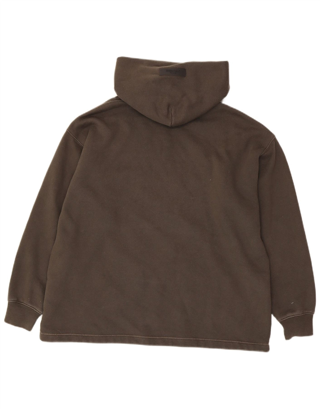 ESSENTIALS Pull à capuche coupe ample XS en coton marron pour homme